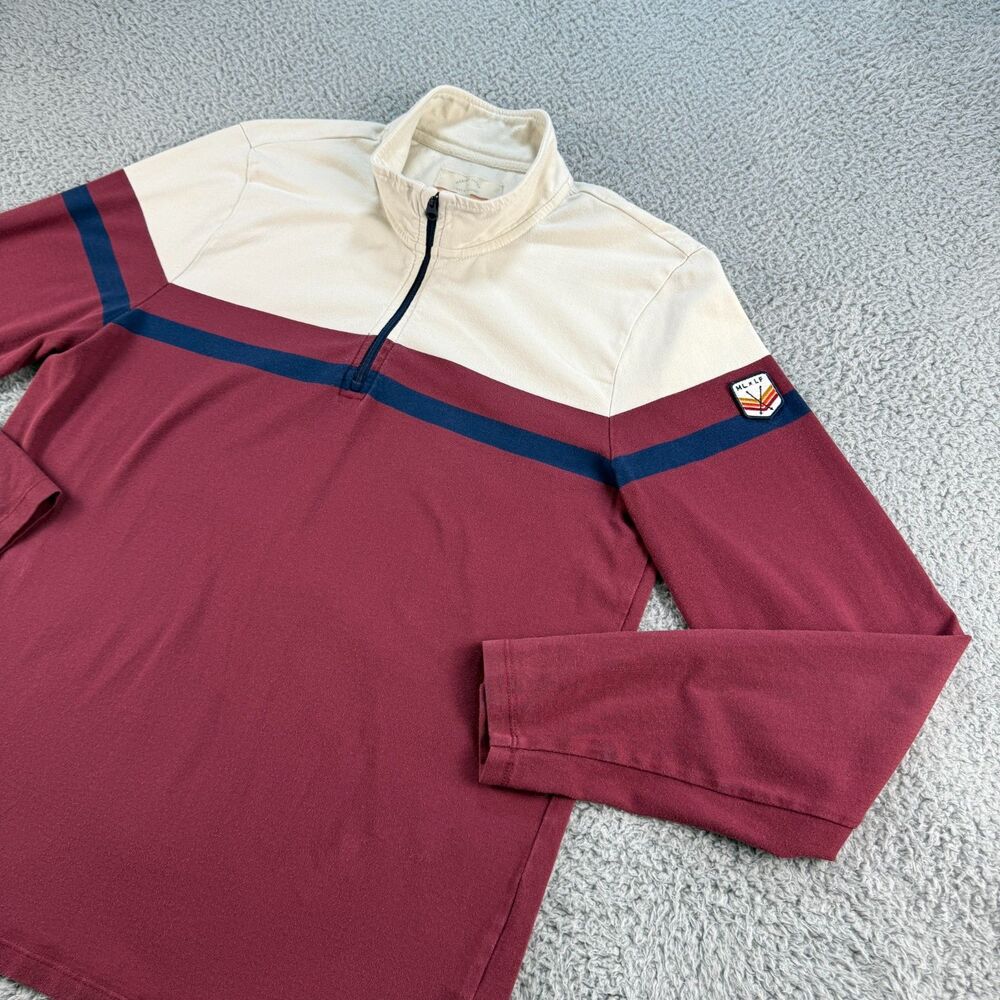 Marine Layer x Lost & Found Men's Medium 1/4 Zip Long Sleeve Red Ivory ML x LF